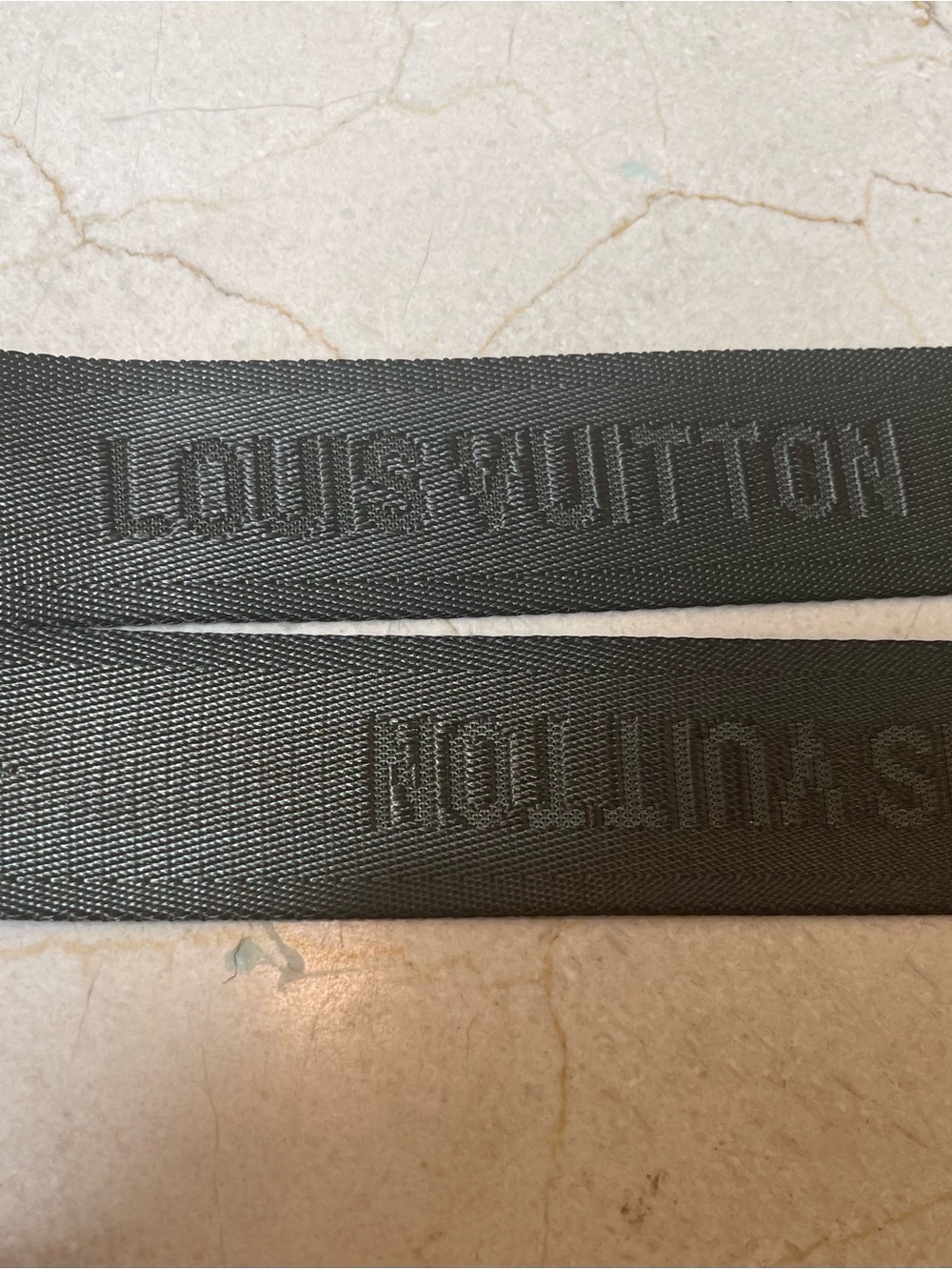 Louis Vuitton “inspired”dark green Embossed Logo  guitar Strap